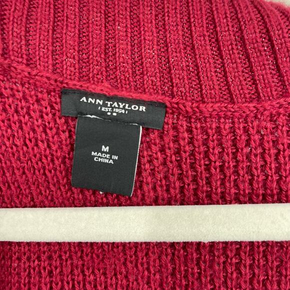 Ann Taylor Red Wool Knit Sweater Medium Sleeveless Tunic Length - Picture 6 of 7